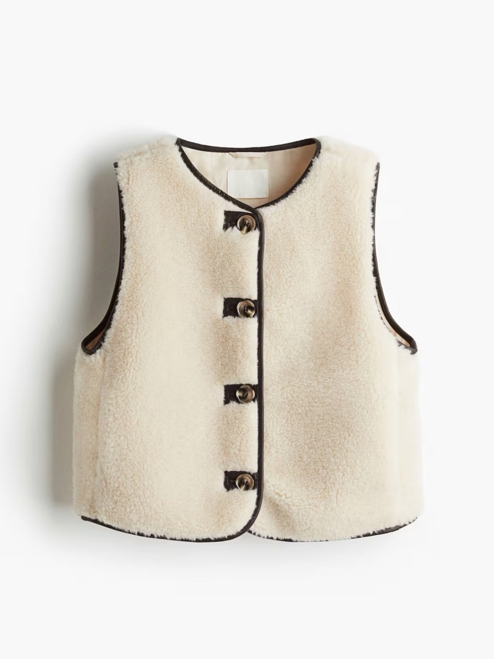 H&M Cream Sherpa Vest with Dark Trim